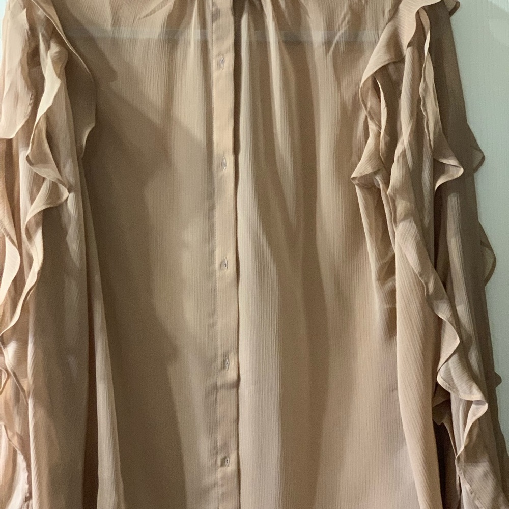 Express Ruffle Balloon Sleeve Shirt - Picture 5 of 6